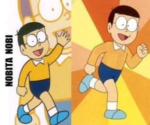 puzzel Nobita Nobi is de protagonist van de avonturen, samen met Doraemon