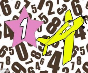 puzzel Nummer 1 in een ster met een vliegtuig