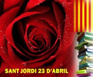 puzzel Op 23 april, St George's Day gevierd in Catalonië, het Festival van het Boek en de roos