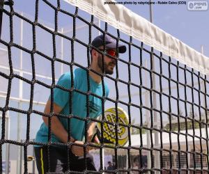 puzzel Paddle tennisspeler in het net