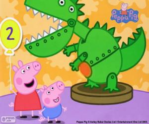 puzzel Peppa Pig en de dinosaurus