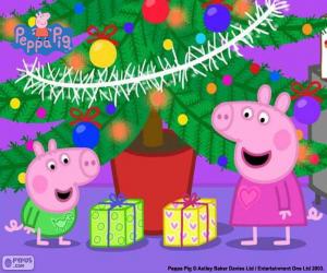 puzzel Peppa varken en George met Kerstmis