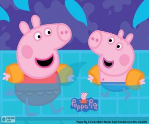 puzzel Peppa varken gaat zwemmen