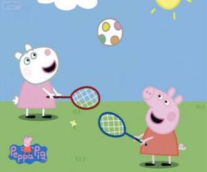 puzzel Peppa varken tennissen