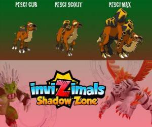 puzzel Pesci Cub, Pesci Scout, Pesci Max. Invizimals Shadow Zone. Muzikale kameel die leeft in de Egyptische woestijn