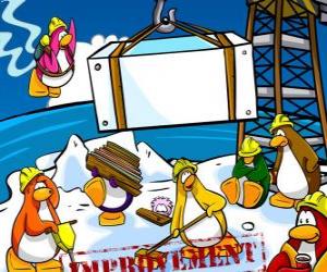 puzzel Pinguïns werken in de bouw in de Club Penguin