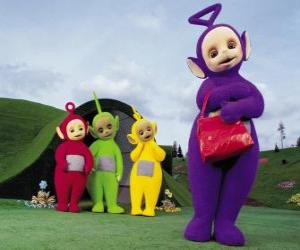 puzzel Po, Laa-Laa, Dipsy en Tinky-Winky met zijn rode tas voor uw huis