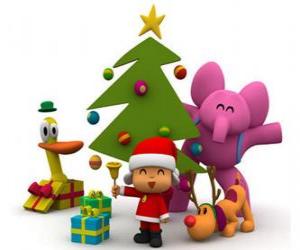 puzzel Pocoyo en zijn vrienden met kerst