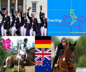 puzzel Podium Paardensport eventing team, Duitsland, Verenigd Koninkrijk en Nieuw-Zeeland - Londen 2012-