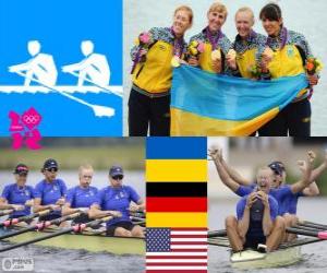 puzzel Podium roeien vrouwen quadruple skiff, Oekraïne, Duitsland en de Verenigde Staten - Londen 2012-