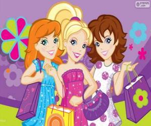 puzzel Polly Pocket winkelen met haar vrienden