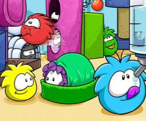 puzzel Puffles huisdieren in de Club Penguin