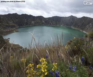 puzzel Quilotoa Lagune, Ecuador