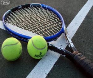 puzzel Racket en tennis ballen