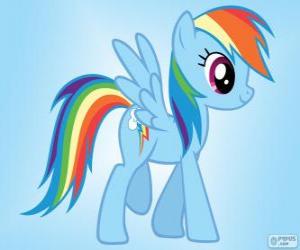 puzzel Rainbow Dash, een pegasus pony met de staart van de regenboog