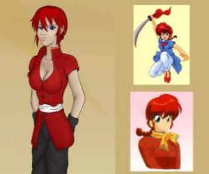 puzzel Ranma Sao Tome in zijn vrouwelijke vorm, Ranma is de hoofdpersoon van de anime Ranma