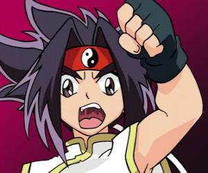 puzzel Ray Kon of Rei Kon, Beyblade karakter met de Ying en Yang strip rond het hoofd