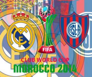 puzzel Real Madrid vs San Lorenzo. Final Wereldkampioenschap voetbal voor clubs FIFA 2014 Marokko