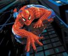 Spiderman beklimmen van een gebouw met zijn supermacht toetreden tot bijna alle oppervlakken