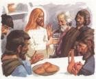 Jezus gezegend brood en wijn bij het Laatste Avondmaal