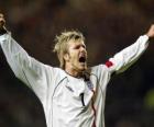 David Beckham viert een doelpunt