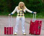 Hannah Montana met hun koffers