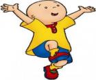 Caillou met pet, gelukkig en met open armen in de zomer