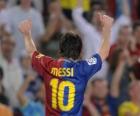 Leo Messi viert een doelpunt