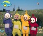 De Teletubbies: Laa-Laa, Tinky Winky, Po en Dipsy