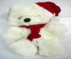 Teddybeer met sjaal en muts van de kerstman  