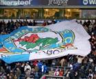 Vlag van de Blackburn Rovers FC, de stad van Blackburn, in het graafschap Lancashire