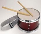 A, trommel met een paar drumsticks