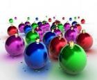 Kerstmis bal van kleuren, groen, blauw, rood, rozen