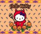 Hello Kitty gekleed op Halloween