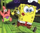 SpongeBob SquarePants en zijn vriend Patrick Star lopen