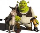 Shrek, de Ogre met zijn vrienden Donkey en Puss in Boots