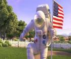 Kapitein Charles Chuck Baker, hameren de Amerikaanse vlag te landen op Planet 51