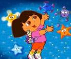 Dora spelen met een aantal sterren