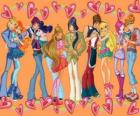 Sommige van de Winx Club met hun vriendjes