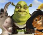 Shrek, de Ogre met zijn vrienden Donkey en Puss in Boots