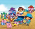 Dora met haar vrienden speelt dat piraten