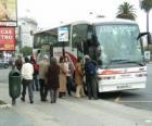 Stedelijke bus in de bus stoppen
