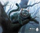 De kat van Cheshire rusten op een boomtak