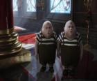 Tweedledee en Tweedledum tweeling die altijd vechten onderling