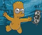 Bart Simpson onderwater om een ticket te krijgen van een haak