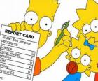 Bart Simpson met aantekeningen van school voordat de waakzame ogen van hun zusters