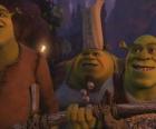 Shrek samen met andere ogres.