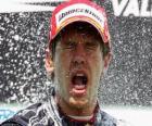 Sebastian Vettel viert zijn overwinning in Valencia Grand Prix van Europa (2010)