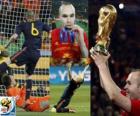 Andres Iniesta, beste speler in de finale van het wereldkampioenschap voetbal 2010 Zuid-Afrika