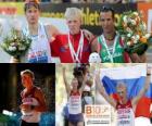 Stanislav Emelyanov kampioen 20 km snelwandelen, Alex en Joao Vieira Schwazer (2e en 3e) van het Europees Kampioenschap Atletiek 2010 in Barcelona